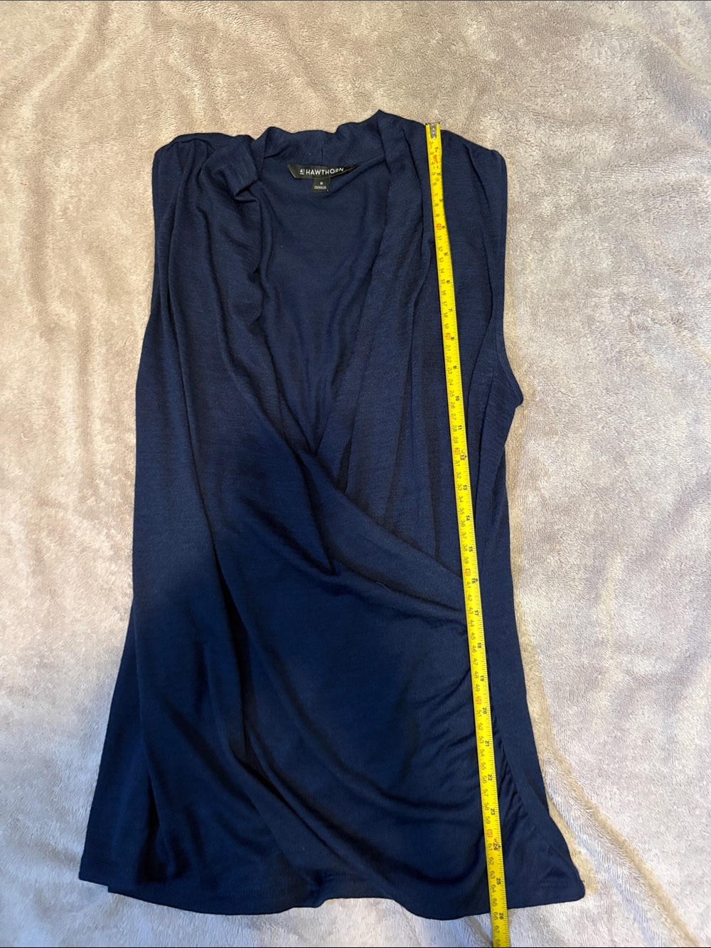 41 Hawthorn Benni Wrap Front Ruched Knit Top - Navy - Size M - Picture 4 of 5